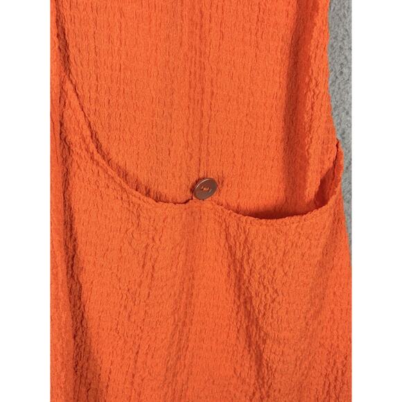 IC by Connie K Cardigan Women’s XL Orange Crinkle Pockets Relaxed Lagenlook USA - Picture 6 of 10